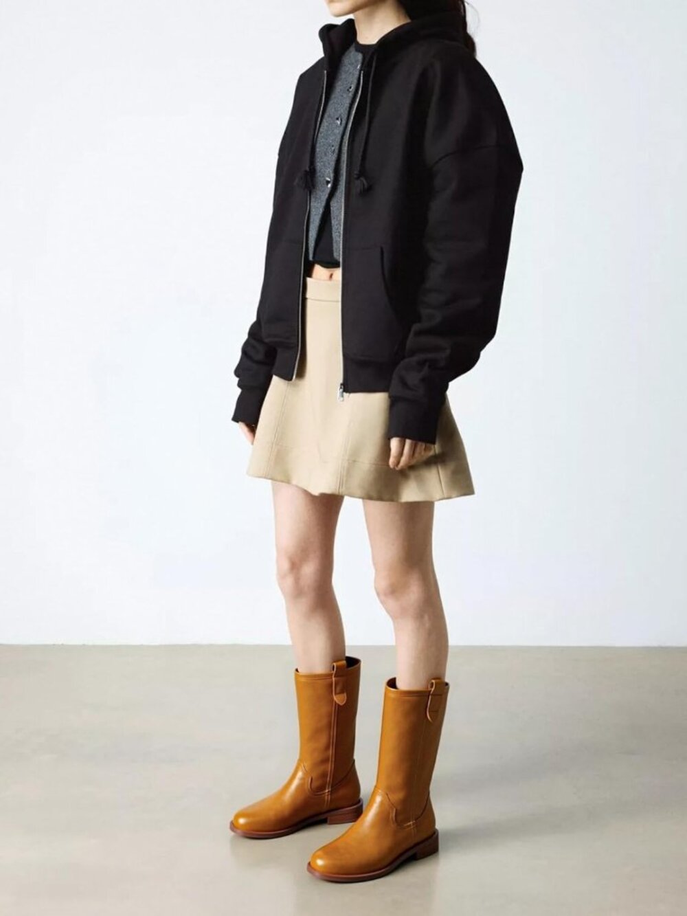 Women's Banana Chunky Block Low Heel Round Toe Campus Comfortable Mid Calf Boots - Picture 2 of 6